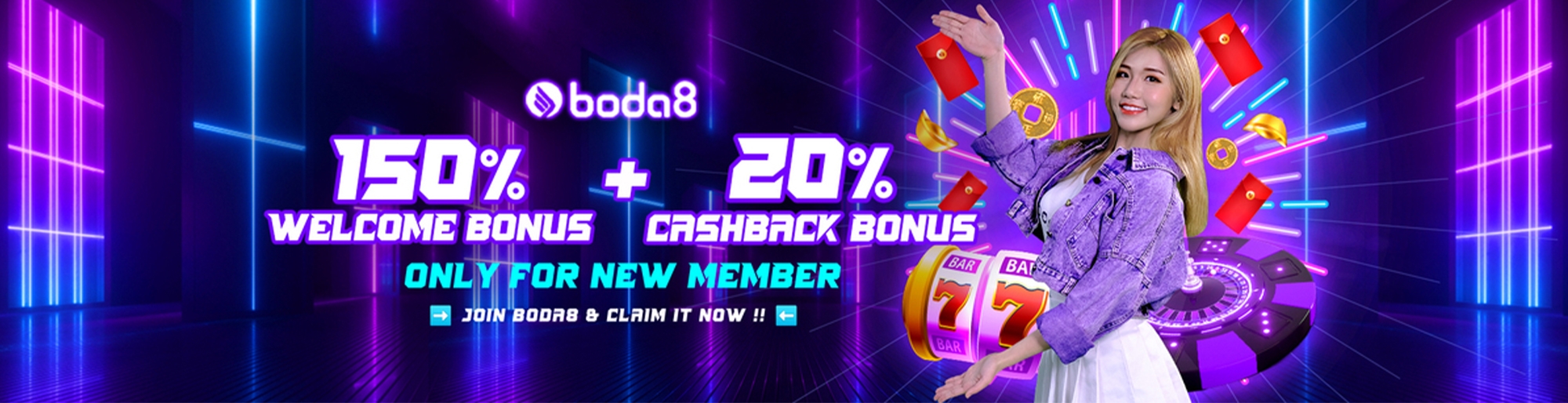150 Welcome Bonus 20 Cashback Bonus Boda8 promotion Malaysia bonus